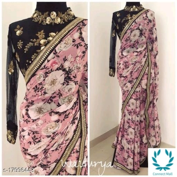 Geeorgette Women's Saree - Saree Fabric;Georgette Blouse Fabric ; Banarasi Silk, Printed, Pack of :1